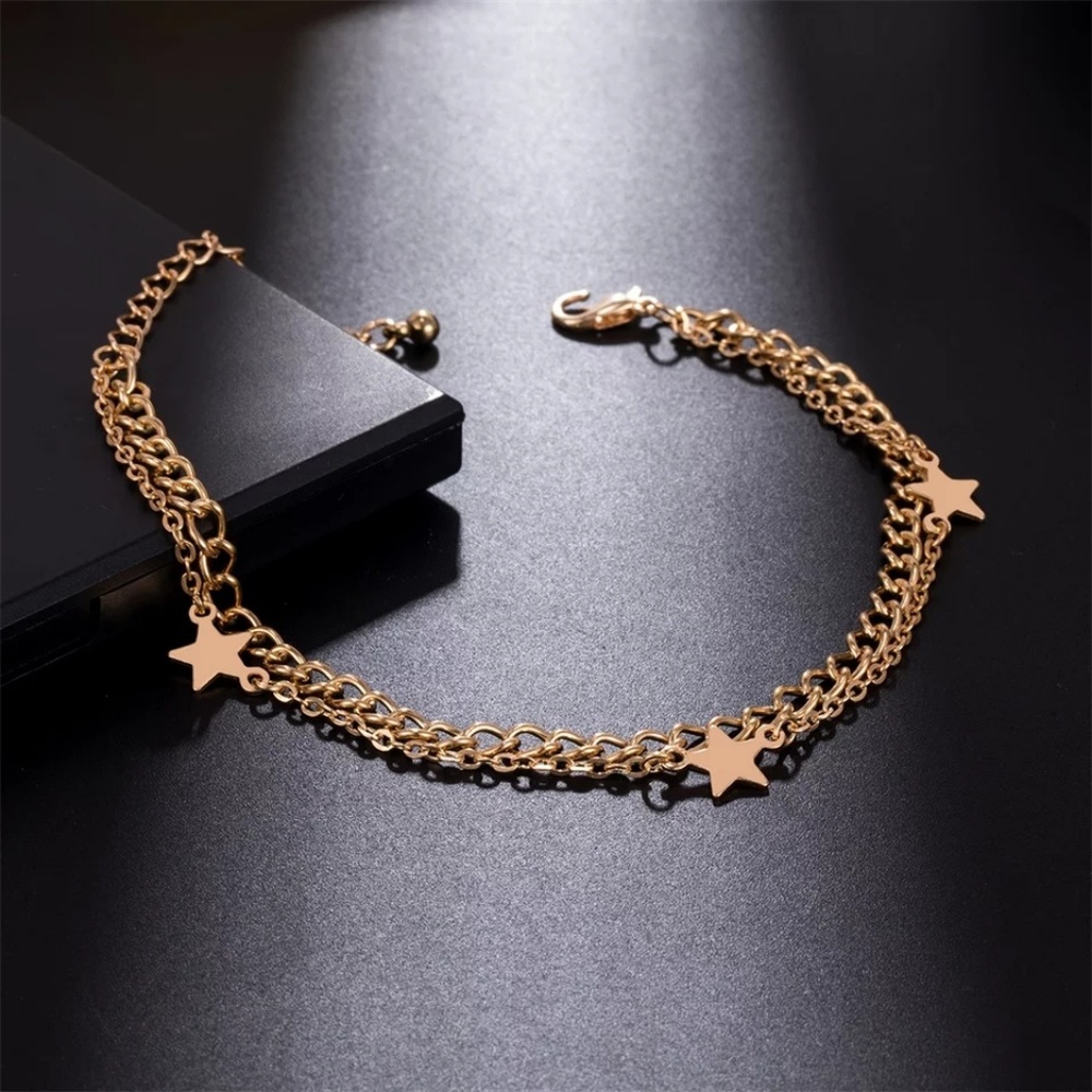 !!!!!5 for $25 Double Layered Star Charm Anklet - Picture 3 of 6